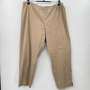 Eileen Fisher Womens XL Tan Pull On Ankle Crop Pants Slit Hem Casual Trousers‎